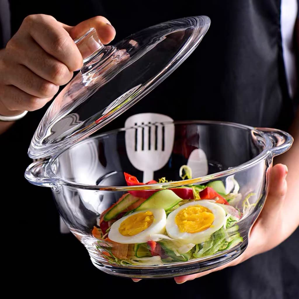 Transparent Glass Baking Dish with Cover | Clear Glass Cookware with Matching Lid