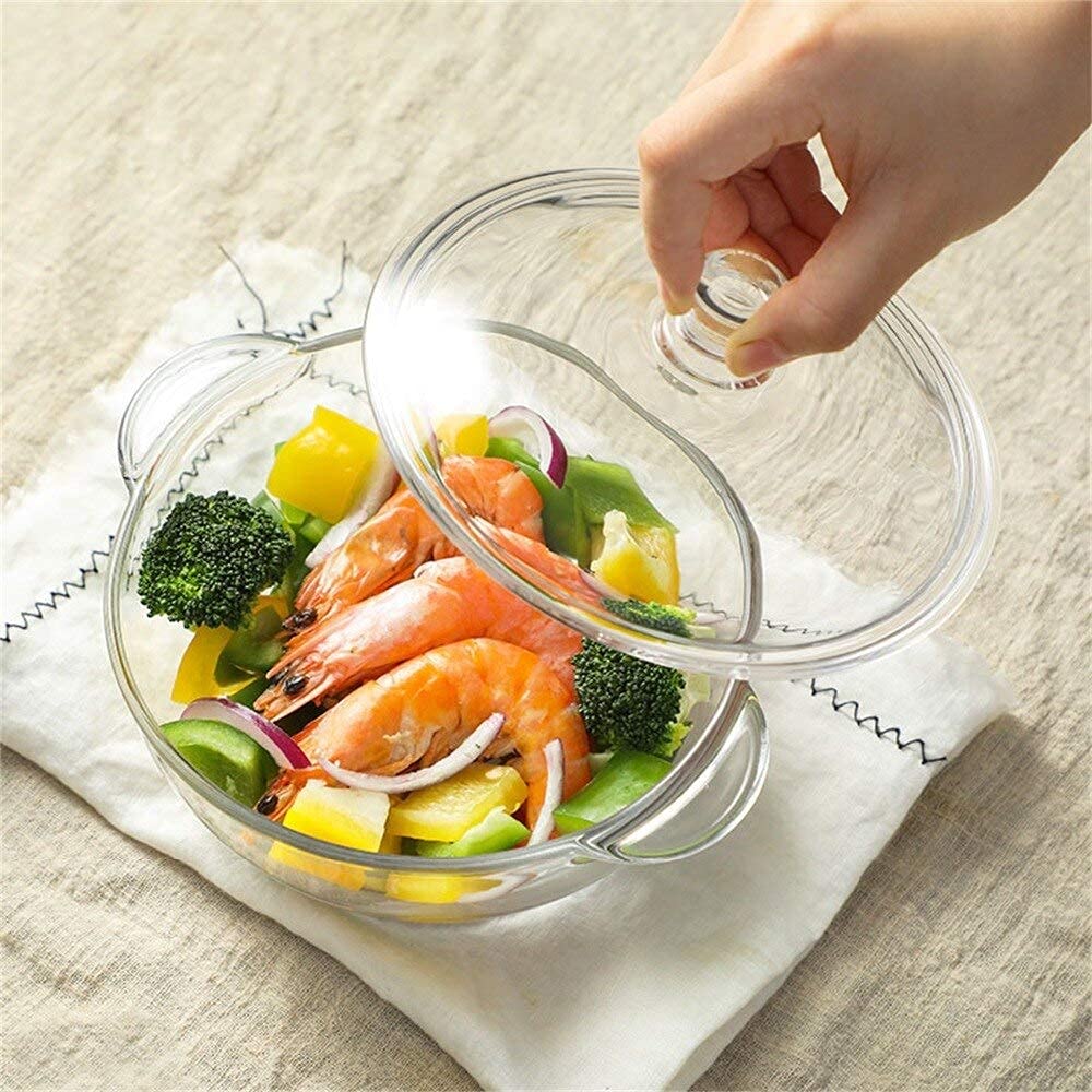Transparent Glass Baking Dish with Cover | Clear Glass Cookware with Matching Lid