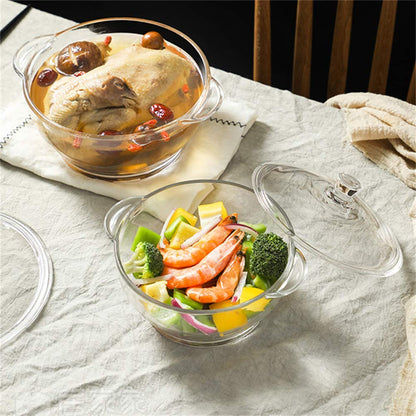 Transparent Glass Baking Dish with Cover | Clear Glass Cookware with Matching Lid