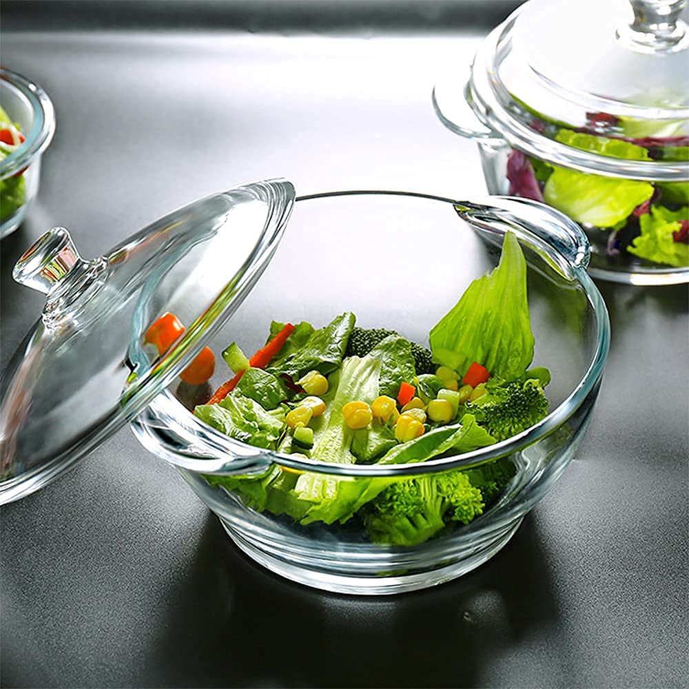 Transparent Glass Baking Dish with Cover | Clear Glass Cookware with Matching Lid